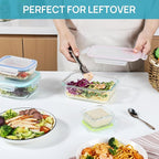 Vtopmart 8 Pack Glass Food Storage Containers with Airtight Lids, Glass Meal Prep Containers, Lunch Containers for Microwave, Oven, Freezer and Dishwasher, BPA Free