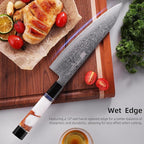 FINDKING 8 Inch Japanese Professional Chef Knife, Damascus Kitchen Blade for Sharp, Sturdy Cuts & Daily Cooking (BLACK-ROSE Series)