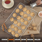 15.8”×9.8” Cooling Rack, 3P Stainless Steel Baking Rack, Oven Safe Cooling Racks for Cooking and Baking, Silver Roasting Rack & Wire Rack & Cookie Cooling Rack for Roasting, Grilling, Drying