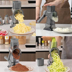 Cheese Grater,Rotary Cheese Grater with Handle, Multifunctional Rotary Cheese Shredder Effortlessly Grates Cheese, Vegetables, and Fruits (Gray)
