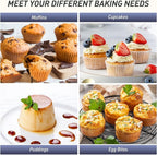 2 Packs 6 Cups Silicone Muffin Pan with Metal Reinforced Frame Jumbo Size Cupcake Pan Tray Egg Bites Silicone Circle Round Cookie Molds Muffin Tin Tall Tart Pans Baking Sheet Breakfast Sandwiches