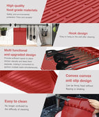 Silicone Griddle Tools Mat for Blackstone - Large Silicone Spatula Mat with Drip Pad - Griddle Mats BBQ Grill Accessories - Side Shelf Mats Grill Pad for Blackstone Griddles Accessories (red)