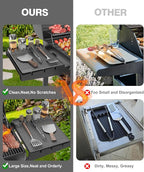 Silicone Griddle Tools Mat for Blackstone - Large Silicone Spatula Mat with Drip Pad - Griddle Mats BBQ Grill Accessories - Side Shelf Mats Grill Pad for Blackstone Griddles Accessories (Gray)