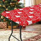 homing Rectangle Table Cloth Cover, Waterproof Polyester Elastic Fitted Tablecloth, Fits for 8 Foot Folding Tables, Washable Table Protector for Christmas, Holiday, Party (Christmas Tree, 30" x 96")