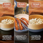 Our Place 8-Piece Essentials Complete Cookware Set - Ceramic Fry Pan Trio & Modular Rack Storage | Nontoxic Thermakind™ Nonstick, Oven Safe up to 450°F & Compatible with All Cooktops | Blue Salt