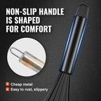 Maxjoy Silicone Whisk with Stainless Steel Wires - Balloon Egg Beater for Whisking, Stirring & Frothing, Heat Resistant Non Scratch 11 Inch Black