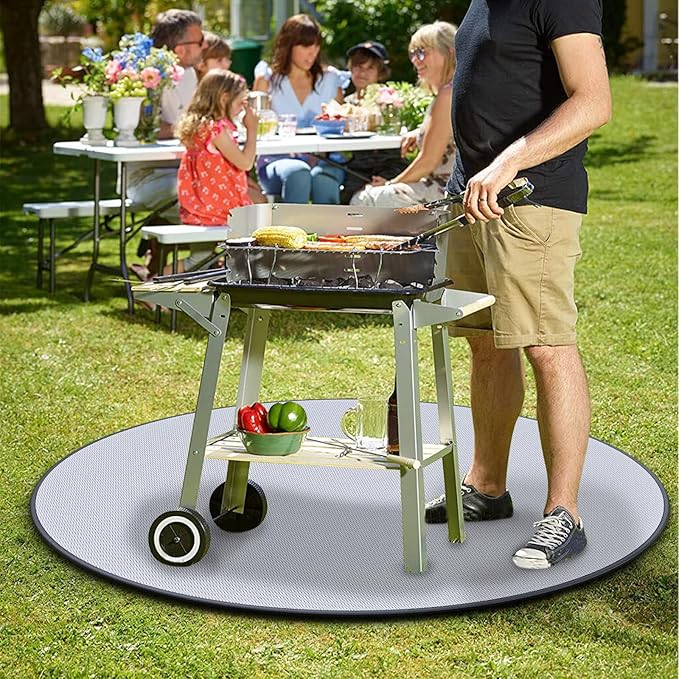 36" Fire Pit Mat for Solo Stove Bonfire, Round 4-Layer Fireproof Mat, Under Grill Mats for Outdoor Grill, Waterproof BBQ Mat for Deck Patio Grass Protector, Heat Resistant Reusable Camping Stove Mats