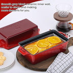 9x5 Inch Enameled Cast Iron Bread Loaf Pan with Lid, Perfect Sourdough Baking Pans | Even Heat Distribution for Homemade Bread, Cake, Meatloaf，2 Piece set，Red