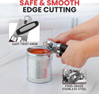 Zulay Kitchen Heavy Duty Stainless Steel Can Opener Manual with Large Bottle Opener - Manual Can Opener with Turn Knob with Soft Grip Handles - Black