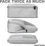 Aerotrunk Compression Packing Cubes for Travel - Luggage Organizer Bags - Double Zipper Packing Cubes for Suitcases (6-Pack, Light Grey)