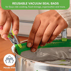 SOUSVIDE ART 37pcs Reusable Vacuum Seal Bags with Vacuum Sealer - 30 Cooking and Storage Bags of 3 Sizes with Pump and Sous Vide Cooker Accessories - Food Safe Kit, Keeps Food Fresh