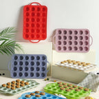 24 Cups Silicone Muffin Pan with Metal Reinforced Frame Mini Size Cupcake Pan Tray Egg Bites Silicone Circle Cookie Molds Little Small Muffin Tin Tart Pans Baking Sheet Set for Sandwiches