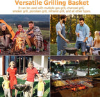 ORDORA Grill Basket, Fish Grill Basket, Rustproof Stainless Steel BBQ Grilling Basket for Meat,Steak etc, Grill Accessories,Grilling Gifts for Men Dad