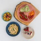 Grow Forward 16-piece Premium Wheat Straw Dinnerware Sets for 4 - Unbreakable Dishwasher & Microwave Safe Plastic Plates and Bowls Sets - Patio, Outdoors, RV, Camping Dishes - Tropical