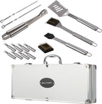 16-Piece BBQ Grill Accessories Set - Barbecue Tool Kit with Aluminum Case for Home Grilling - Great Gift for Birthday or Father’s Day by Home-Complete