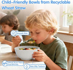 Quatish 10 PCS Unbreakable Cereal Bowls,Dishwasher & Microwave Safe Wheat Straw Bowls, Easy-to-Clean Lightweight Snack & Soup Bowl,Multi-Color Portable for Picnics Plastic Bowls Set, Blue