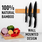 Zulay 11.75" Seamless Bamboo Wood Magnetic Knife Holder - Wooden Magnetic Knife Strip for Organizing your Kitchen - Elegant & Multifunctional Magnet Holder for Wall with Easy Installation