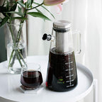 BTaT- Airtight Cold Brew Iced Coffee Maker Pitcher, 2 Liter/ 64 oz, Iced Tea Maker with Spout, Brewing Glass Carafe with Removable Stainless Steel Filter
