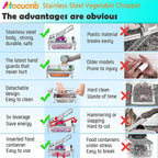Stainless Steel Vegetable Chopper with 4 Blades - Pro Food Chopper with Container - Veggie Salad Onion Chopper - Potato Dicer - Tomato Cutter