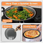 Frying Pan Splatter Screen | USA Brand | 13-Inch Black, Fit Pans (12" to 13") Silicone Grease Splatter Guard for Frying Pan and Stove by Beckon Ware
