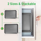 NutriChef 2-Piece Large & Medium Cookie Sheets for Baking - Non Stick Baking Sheet for Cookies, Sheet Cakes & Roasting - Dishwasher Safe - Gray