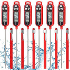 6 Pcs Meat Thermometer Food Thermometer with Probe Water Liquid Instant Read Digital Thermometer Cooking Thermometer Supplies BBQ Kitchen Thermometer for Cooking Milk Yogurt (Red)