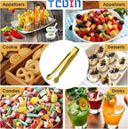 Small Serving Tongs,Ice Tongs,Sugar Tongs,Kitchen Tiny Tongs for Appetizers,Golden,12 PCS(6.3 Inch)