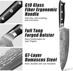 KEEMAKE Damascus Chef Knife, 8 Inch Kitchen Knife, 67 Layers Damascus Knife Professional Kitchen Knives with Japanese VG10 Core, Sharp Chefs Knives with Ergonomic G10 Handle
