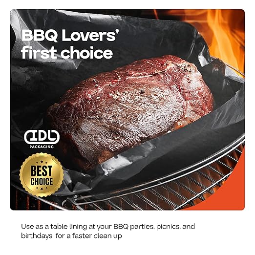 Black Butcher Paper 18" x 2160" (180 feet) with Cutter - USA-Made Natural Butcher Paper Roll for Meat & Fish - Uncoated Food-Grade Material for Grilling - BBQ Papers for Smoking by IDL Packaging