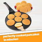 Kitty Friends Mini Pancake Pan - Make 7 Unique Flapjack Cat Designs, Nonstick Pan Cake Maker Griddle w Long Handle for Breakfast Animal Kitten Fun & Easy Cleanup, Fun Xmas Gift for Kids, Party Treat