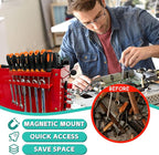 ULIBERMAGNET Magnetic Wrench Holder,Heavy Duty Red Magnetic Screwdriver Holder,Wrench Screwdriver Shear Organizer Rack Magnetic Mount Multiple Tools Rack for Garage,Tool Cart,Pegboards,Workbench