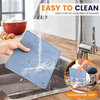Silicone Trivet Mats 4 Heat Resistant Pot Holders Multipurpose Non-Slip Hot Pads for Kitchen Potholders, Drying mat, Jar Opener, Spoon Holder, Coaster.(Blue)
