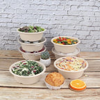 30 oz Disposable salad bowls with lids, Sugarcane Fiber Paper Bowls take away food containers Plant Fibers Freezer Safe 50 Pack