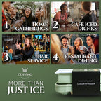 Large Ice Cube Trays Perfect for Whiskey and Summer Drinks - Space Black, Italian Design - 2 Pack (16 x Ice Cubes | Square and Round | XL) - Cosvino - Removable Lid, Easy Release (Olive Green)