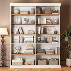 70.8" Tall Farmhouse Kitchen Pantry Cabinet, Modular Storage Cabinet with 6-Tier Adjustable Shelves, White, Wooden Hutch for Living Room, Kitchen, Set of 3