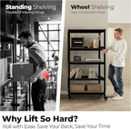 HOMEDANT House 5-Tier Metal Rolling Cart Shelf Rack Casters Heavy Duty Laminated Wheel Shelving Unit Adjustable Utility Storage Shelves Organizer Shelf Kitchen Garage 36.2" W x 16.5" D x 69.5" H 3Pack