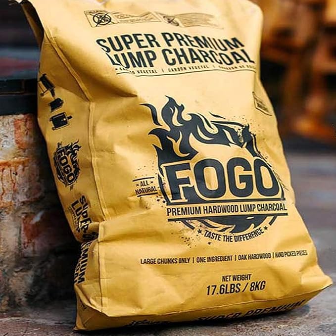 FOGO Super Premium Oak Restaurant Quality All-Natural Large Sized Hardwood Lump Charcoal for Grilling and Smoking, 17.6 Pound Bag
