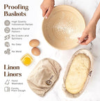 Sourdough Bread Baking Supplies and Starter Kit - Ultimate Bread Making and Sourdough Starter Kit with Proofing Baskets, Sourdough Jar, Bread Lame, Scrapers, and Danish Whisk
