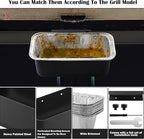 Grill Grease Catcher for Blackstone Griddle with 10 Pack Grease Cup Liners Aluminum Foil Tray Pan Drip Tray Pan for 17, 22, 28 & 36 inches Griddle (Short Hook)