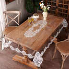 Clear Table Cover Protector Vinyl Table Cloth Rectangle Oil Spill Proof Vintage Rustic Plastic Table Covers for Dining Tables (White Lace, 60 x 104 Inches)