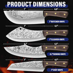 DRAGON RIOT Chef Butcher Knife Set for Meat Cutting, 4 Pcs Japanese Forged Chef Knives Set for Men and Women Gift for Men