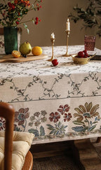 patdrea Designer Linen French Tablecloth for Rectangle Table,Fall Country Breathable Floral Extra Long Tablecloths,Table Cover for Kitchen Dining,Christmas,Thanksgiving,63"x110"-Oliveirad