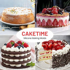 9 Inch Round Cake Pan, Metal Reinforced Frame Silicone Cake Mold for Baking with Handle Easy to Move BPA Free