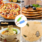 Mini Silicone Rolling Pin for Kids, Non-stick Surface Wood Handle, 9 Inch 1 Pack White Christmas Tree