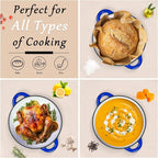 Romswi Enameled Cast Iron Dutch Oven Set - 3qt & 5.5qt Dual Combo - 7-Layer Professional Grade Dutch oven pot with lid - Oven Safe for Braising, Stews, Roasting, Bread Baking - Blue Bread Dutch Oven