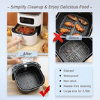 Air Fryer Paper Liners, 100 Pcs Disposable Non-Stick Air Fryer Parchment Paper Fit 2-5QT Air fryer Basket Oil Resistant, Waterproof Baking Paper Roasting Microwave (Square,6.5 Inch)