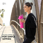 Simple Modern Trek Pivot | 40oz Flip Straw Tumbler with Handle | Water Bottle & Boot | Interchangeable Straw & Chug Lids | Insulated Stainless Steel Jug | Gym Sports Outdoors | Blush Tie Dye