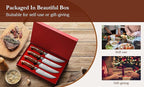 HEZHEN 5.3 Inch Steak Knives, Non Serrated Steak Knife Set of 4, German Steel Steak Knife Set,Professional Straight Sharp Edge Knives - Full Tang Ergonomic Handle