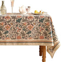 ISAENNE Designer Boho Floral Small Square Tablecloth,Linen Lotus Flower Pattern Colorful Indoor Table Cloth,Durable Decor Tablecloths for Dining Thanksgiving Kitchen Christmas,55"*55"-Hazel A