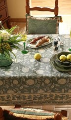 ISAENNE Designer Grayish Green Linen Small Tablecloth Rectangular,Floral Stain Resistant Table Cloth,Fall Vintage Decor Tablecloths for Dining Thanksgiving Kitchen Party,55"*71"-Andrew A